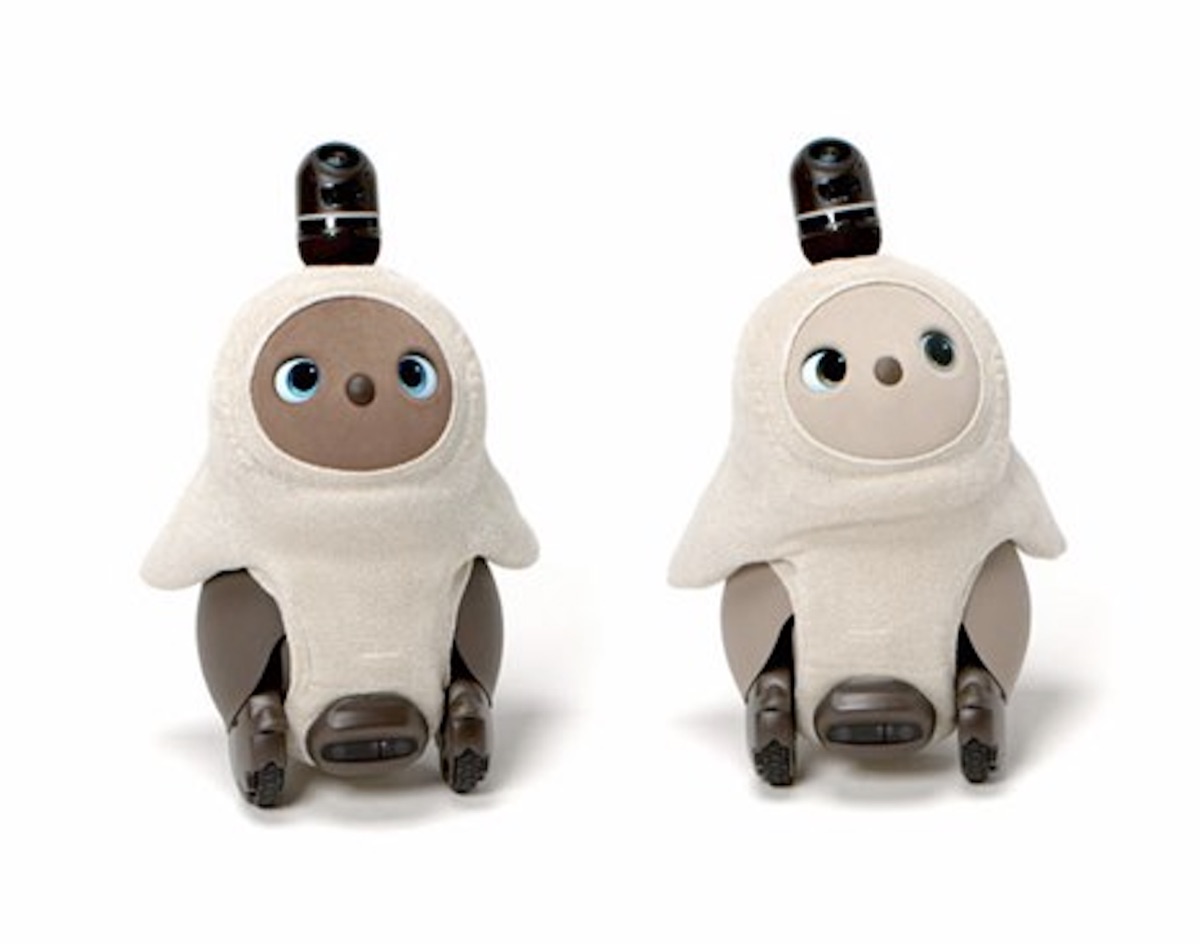 Deux Lovot (Groove X) côte à côte — illustration du comparatif robots compagnons