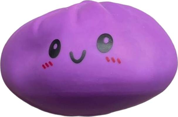 Mandu Squishy Violet avec Visage — XL (15 cm) ou XXL (25 cm)