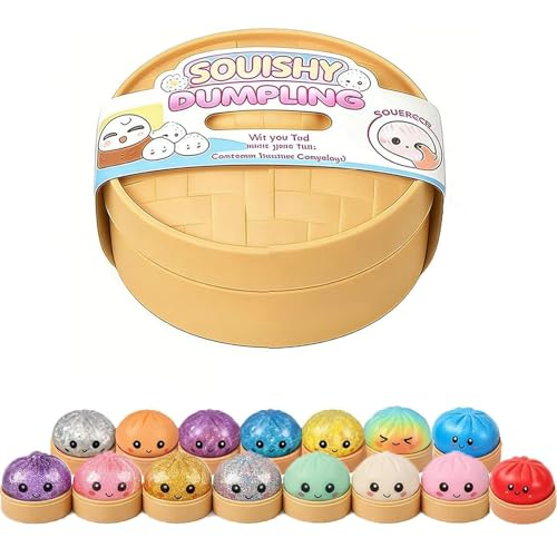 Glitter Rainbow Dumpling Squishy Mystery avec Panier Vapeur