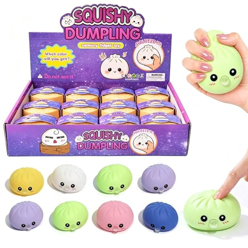 Set 12 Squishys Paillettes Dumplings avec Boîte Vapeur