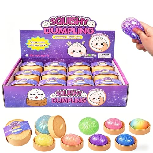 Mystery Box 12 Dumplings Squishy XXL Paillettes avec Boîte Vapeur