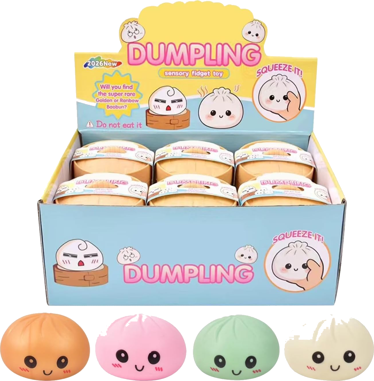 Set 12 Squishys Paillettes Dumplings avec Cuiseur Vapeur